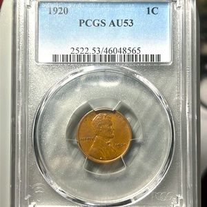 1920 Penny PCGS AU53.